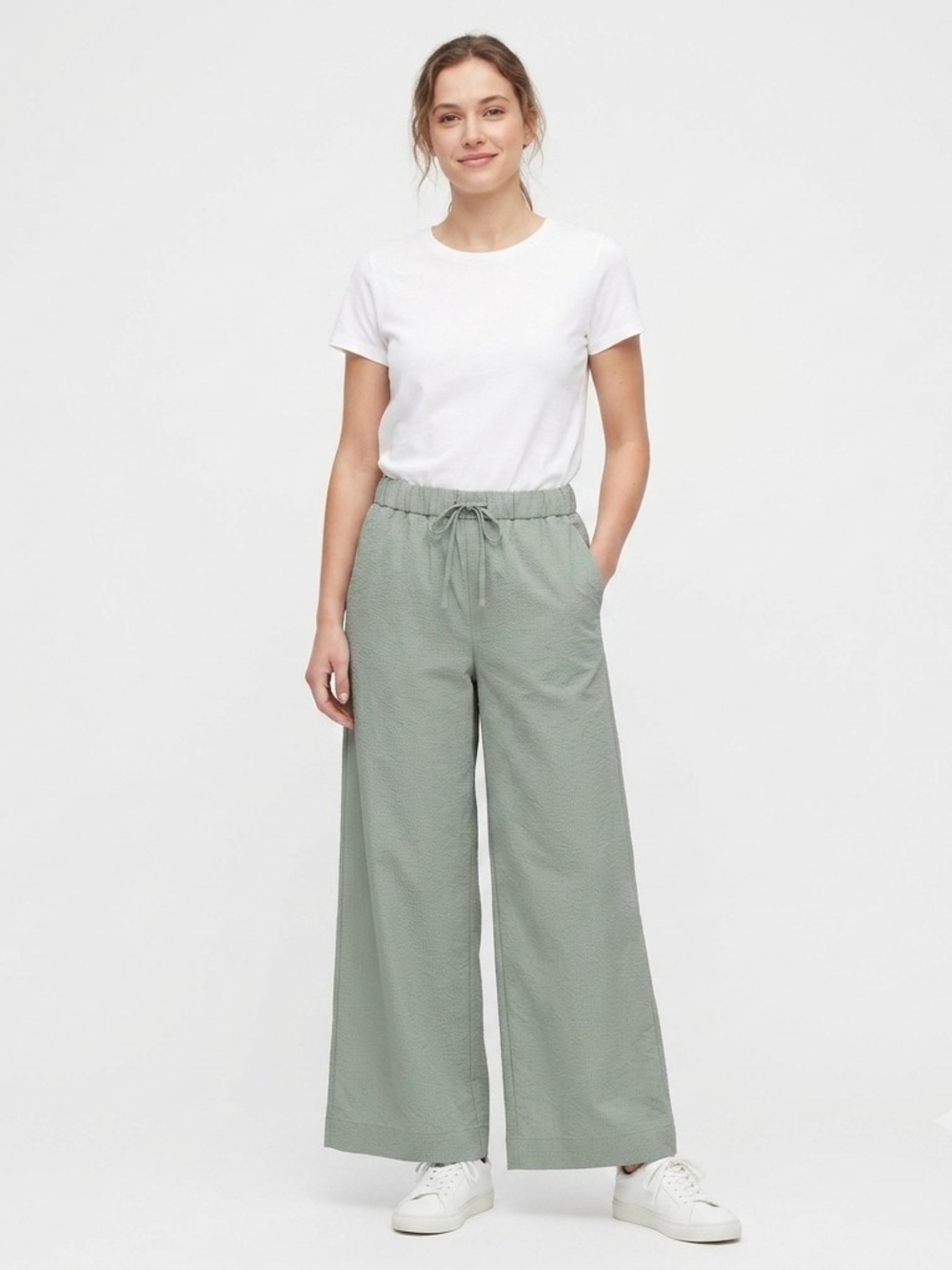 All in Motion Seersucker Wide Leg Pants Sage Green M